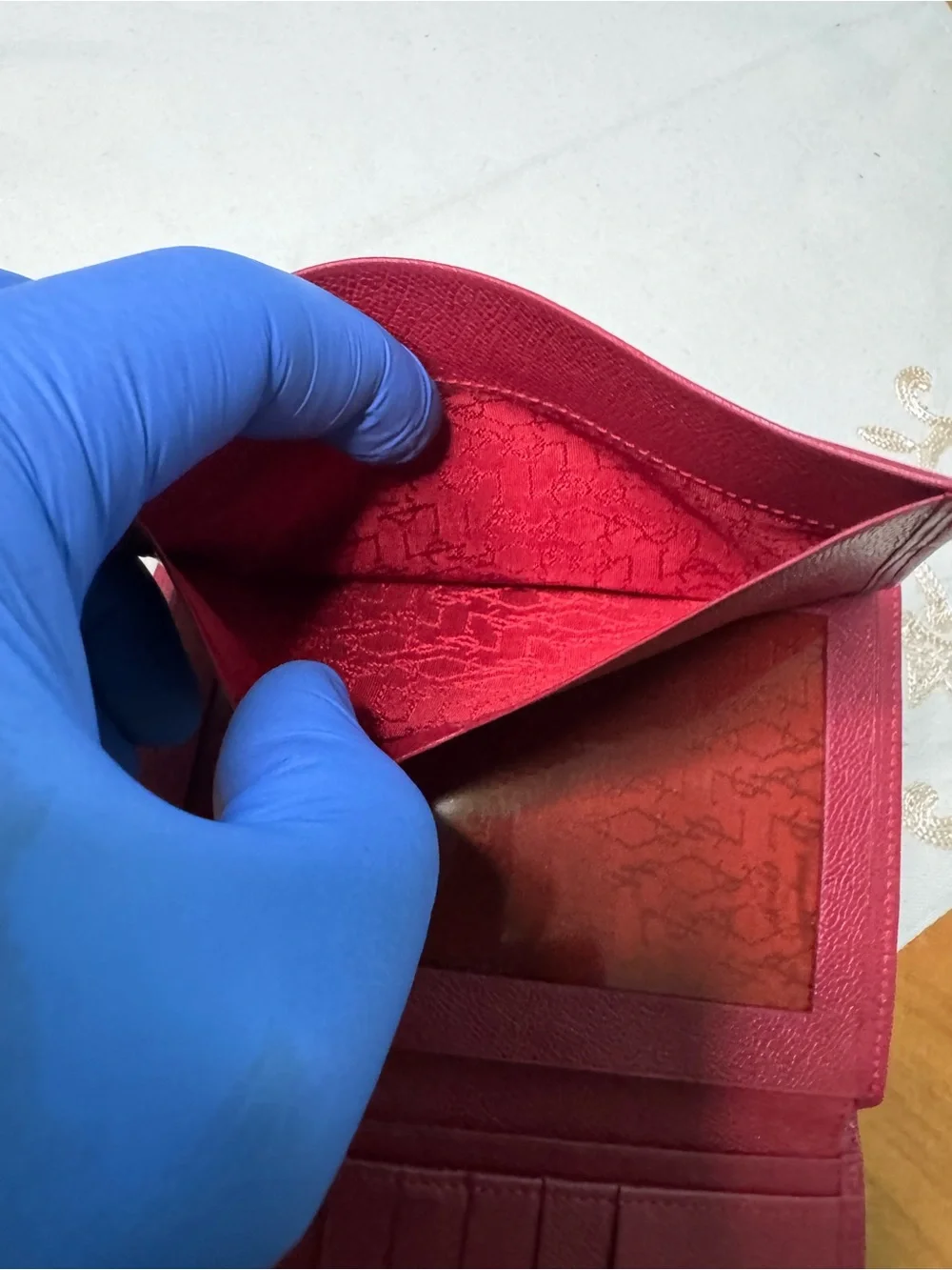 Yves Saint Laurent Red Leather Travel Cover with Gold Corner Accents